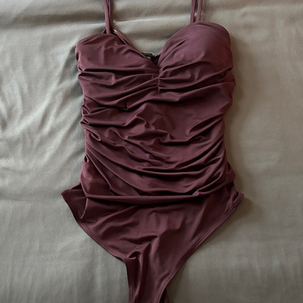 Express Deep Burgundy Body Contour Swimsuit